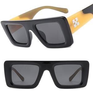 Luxury Black & Gray Square Sunglasses Unisex Classy Exotic